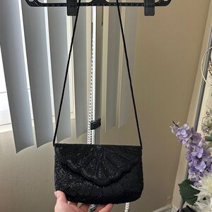 Magid Vintage Hand-beaded Black Clutch